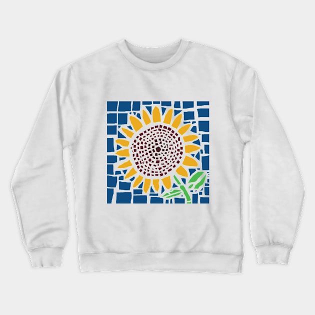 Mosaic Sun Flower Crewneck Sweatshirt by ellenhenryart